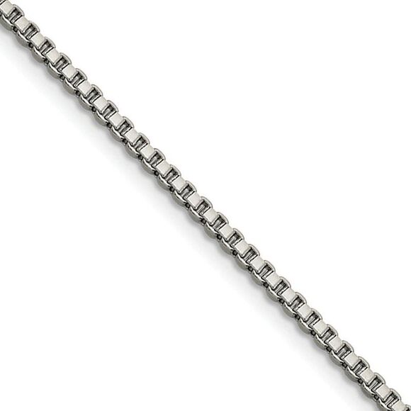 2.4mm Stainless Steel Box Chain Necklace 24 Inch